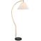 Possini Euro Sway Warm Gold Chairside Arc Floor Lamp with Black Marble Base