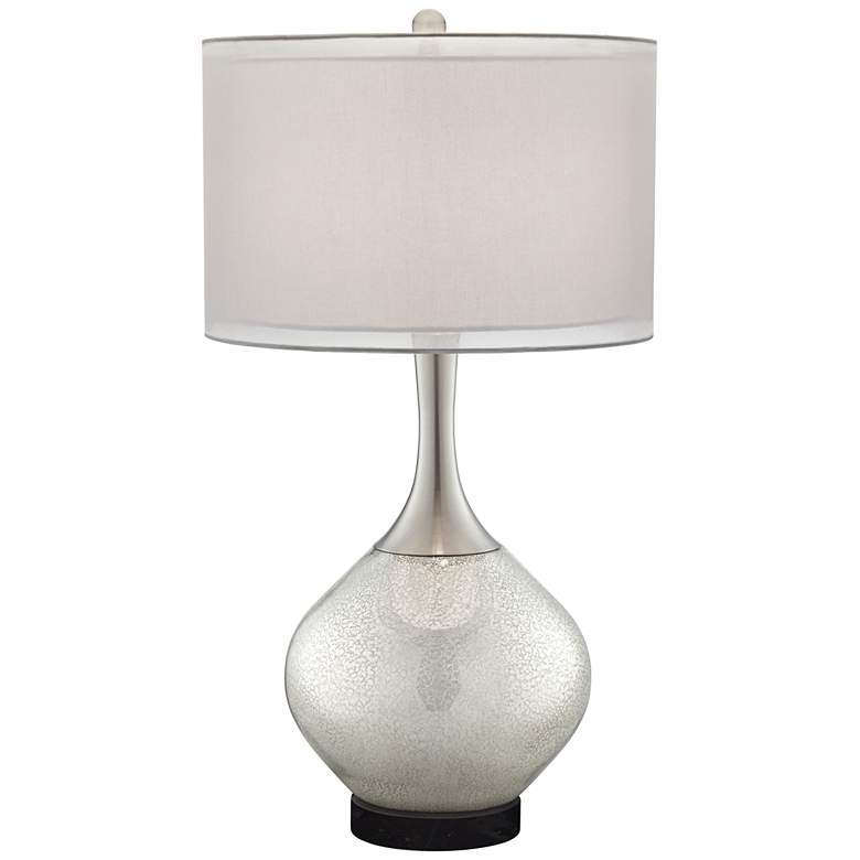 Image 1 Possini Euro Swift 30 1/2 inch Mercury Glass Lamp with Black Marble Riser