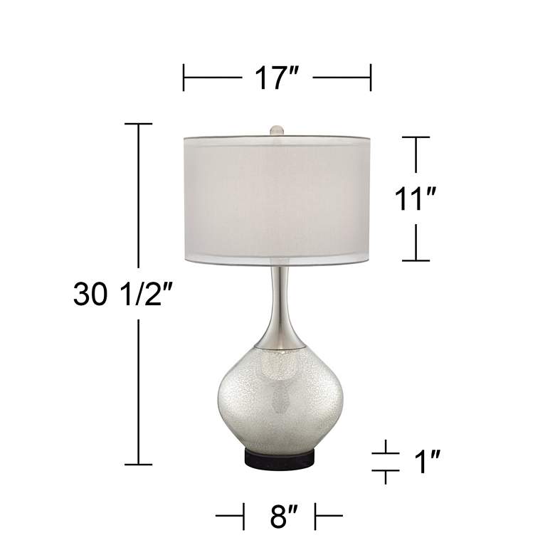 Image 6 Possini Euro Swift 30 1/2" Mercury Glass Lamp with Black Marble Riser more views