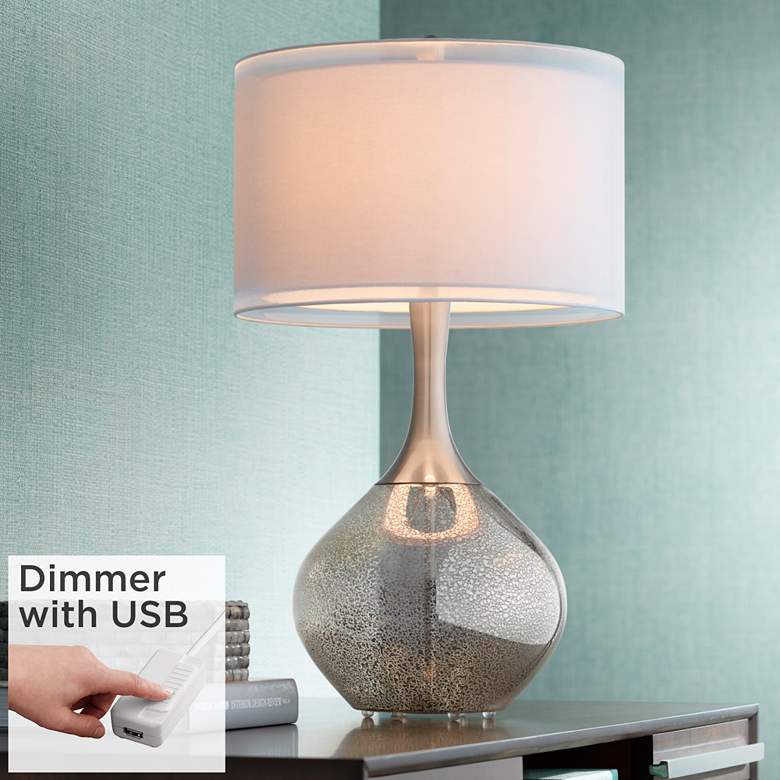 Image 1 Possini Euro Swift 30 1/2 inch Modern Mercury Glass Lamp with USB Dimmer