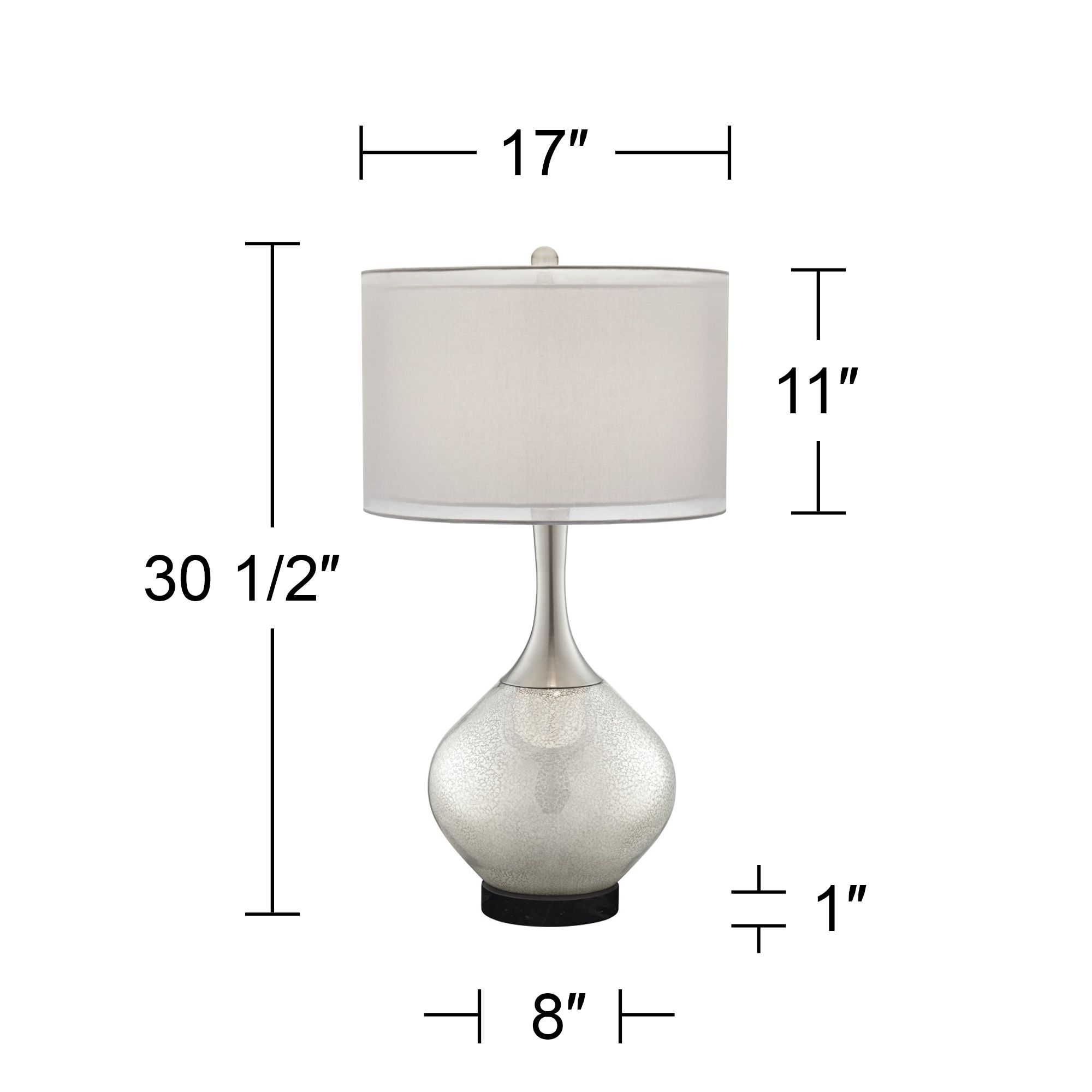 Image 6 Possini Euro Swift 30 1/2" Mercury Glass Lamp with Black Marble Riser more views