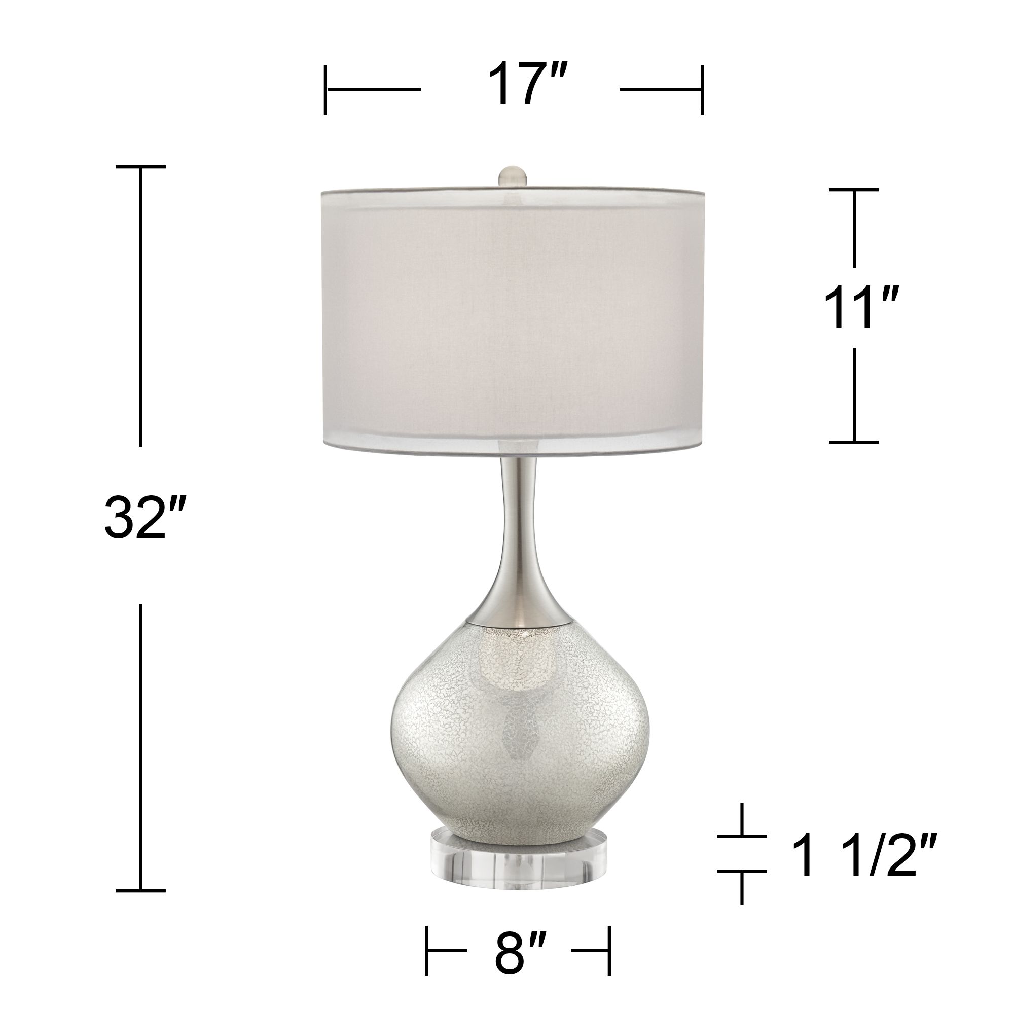 Image 6 Possini Euro Swift 32" Modern Mercury Glass Lamp with Round Riser more views