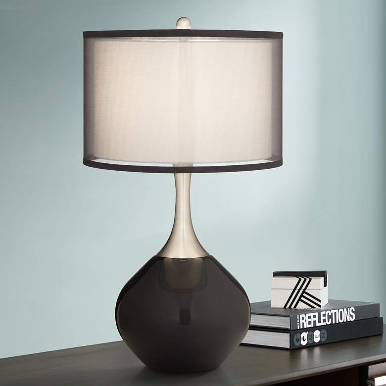 Image 1 Possini Euro Swift Mercury Glass Table Lamp with Double Shade