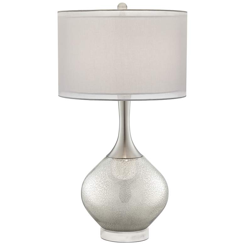 Image 1 Possini Euro Swift Mercury Glass Table Lamp with Round White Marble Riser