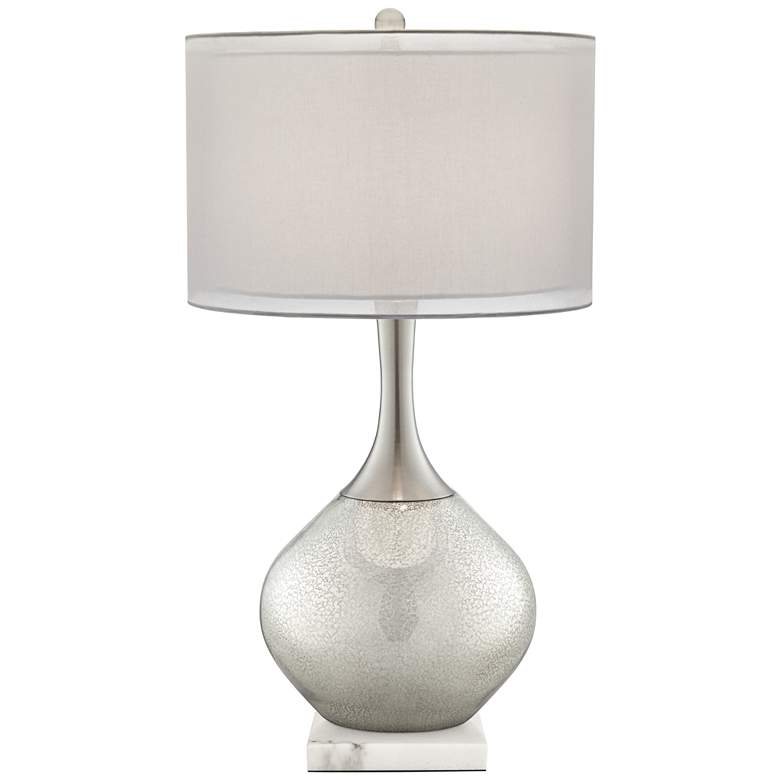 Image 1 Possini Euro Swift Mercury Glass Table Lamp with Square White Marble Riser