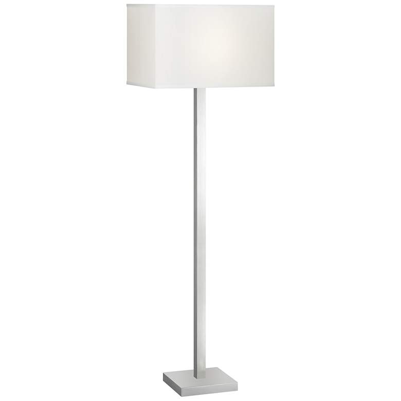 Image 1 Possini Euro Sylva 60" Rectangular Shade Brushed Nickel Floor Lamp