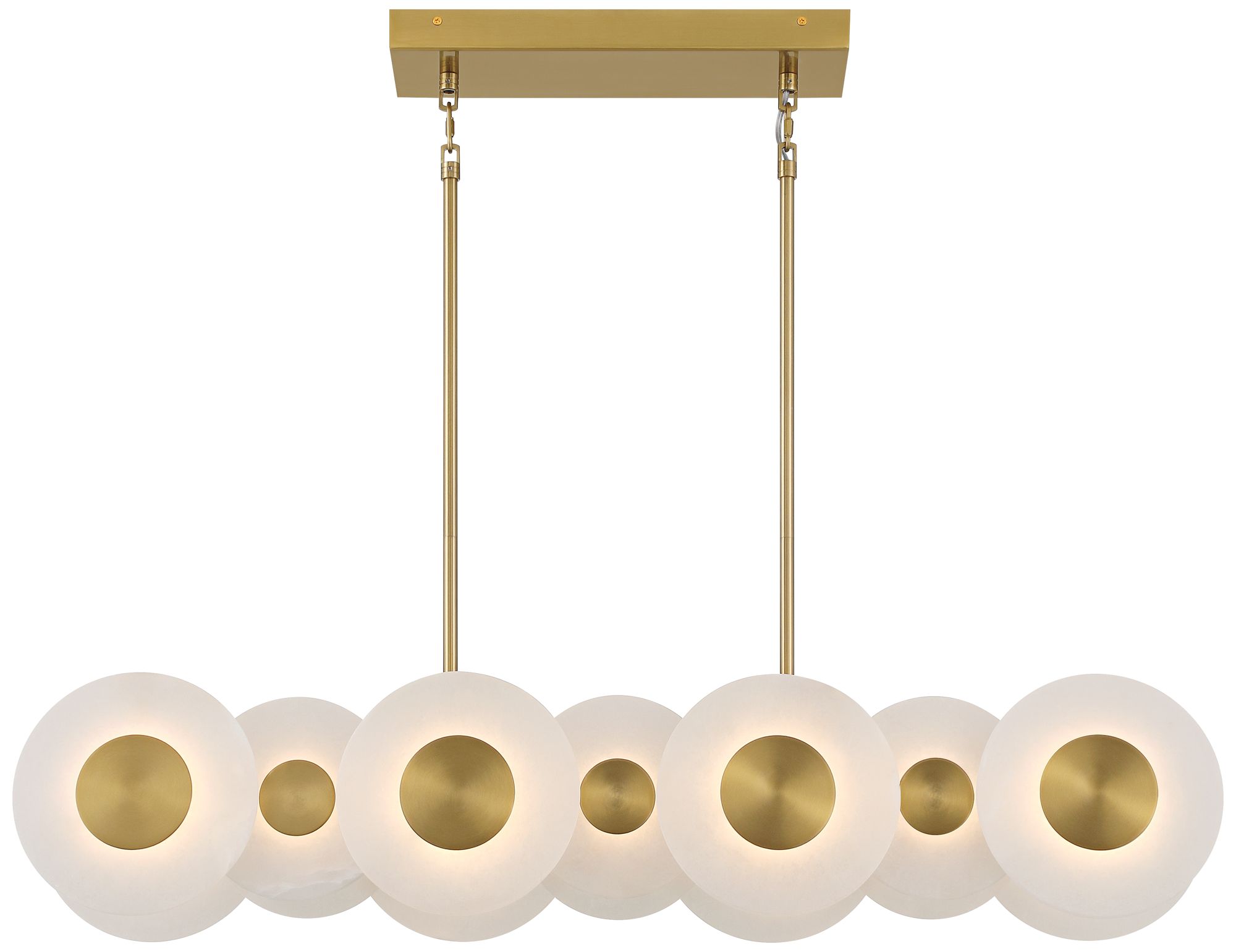 Watch A Video About the Possini Sync 37 Wide Soft Gold 14 Light LED Island Pendant