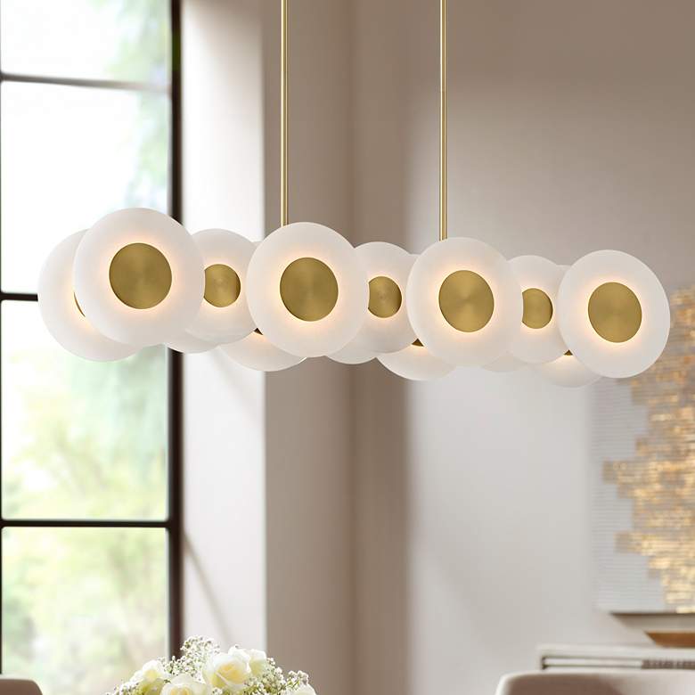 Image 2 Possini Euro Sync 37" Wide Soft Gold 14-Light LED Island Pendant