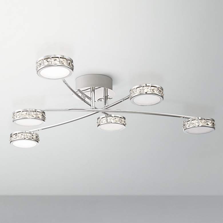 Image 1 Possini Euro Tambourine 25 1/2" Wide Chrome Modern LED Ceiling Light