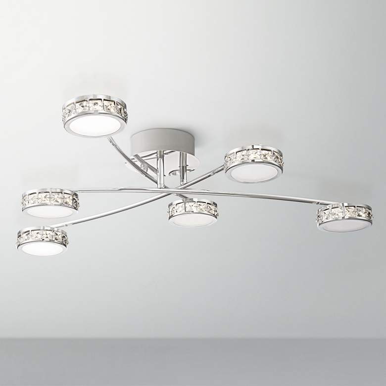 Image 1 Possini Euro Tambourine 25 1/2 inch Wide Chrome Modern LED Ceiling Light