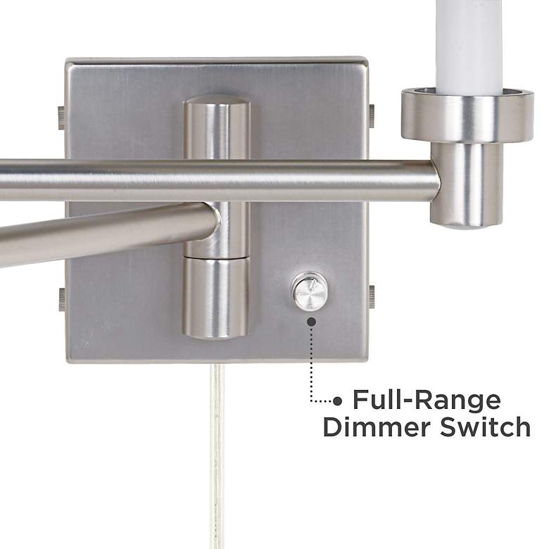 Image 3 Possini Euro Tan Cylinder - Brushed Nickel Plug-In Swing Arm Wall Lamp more views