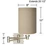 4_Possini Euro Tan Cylinder - Brushed Nickel Plug-In Swing Arm Wall Lamp more views
