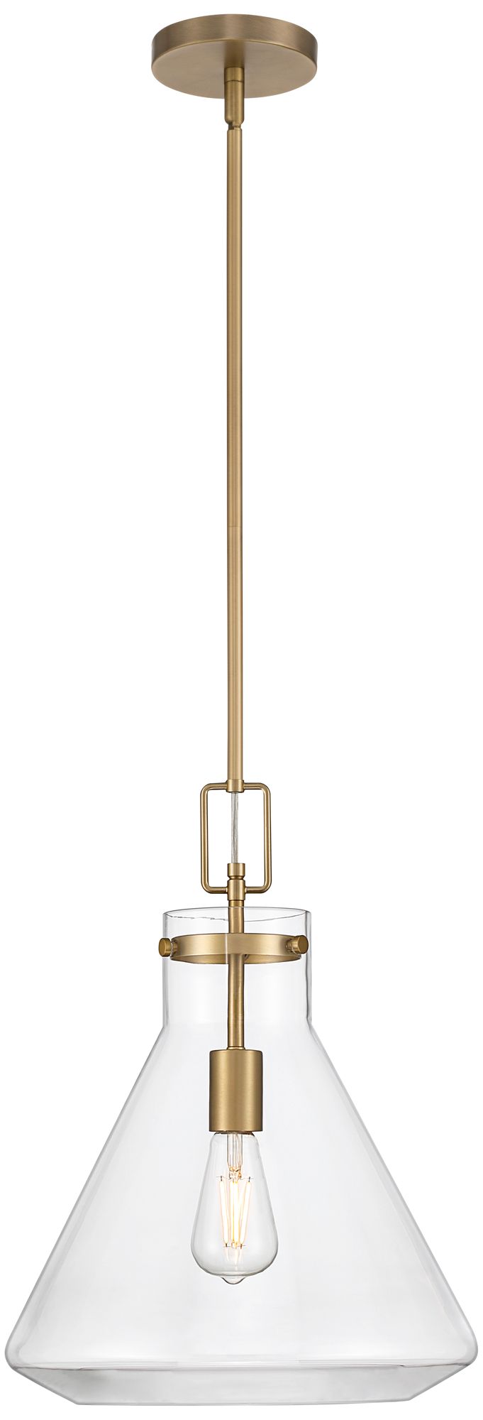 Image 5 Possini Euro Tanit 14" Wide Aged Brass and Glass Pendant Light more views