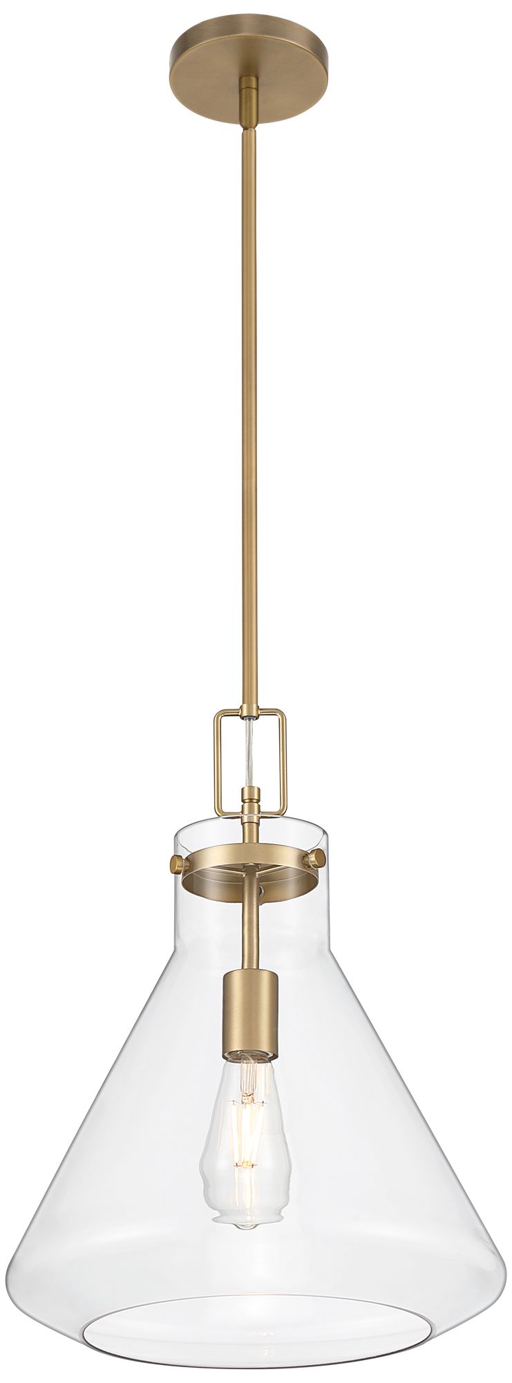 Image 6 Possini Euro Tanit 14" Wide Aged Brass and Glass Pendant Light more views