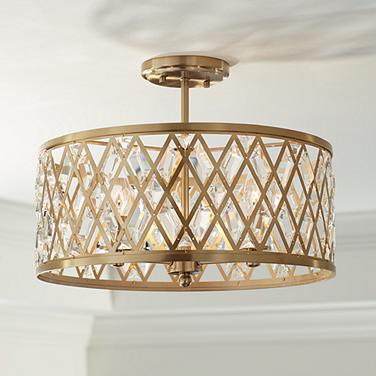 Anover Large Lantern Pendant, Satin Brass, Ceiling