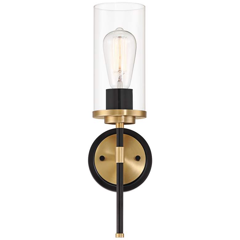 Image 3 Possini Euro Tara 17" High Black and Gold Wall Sconce