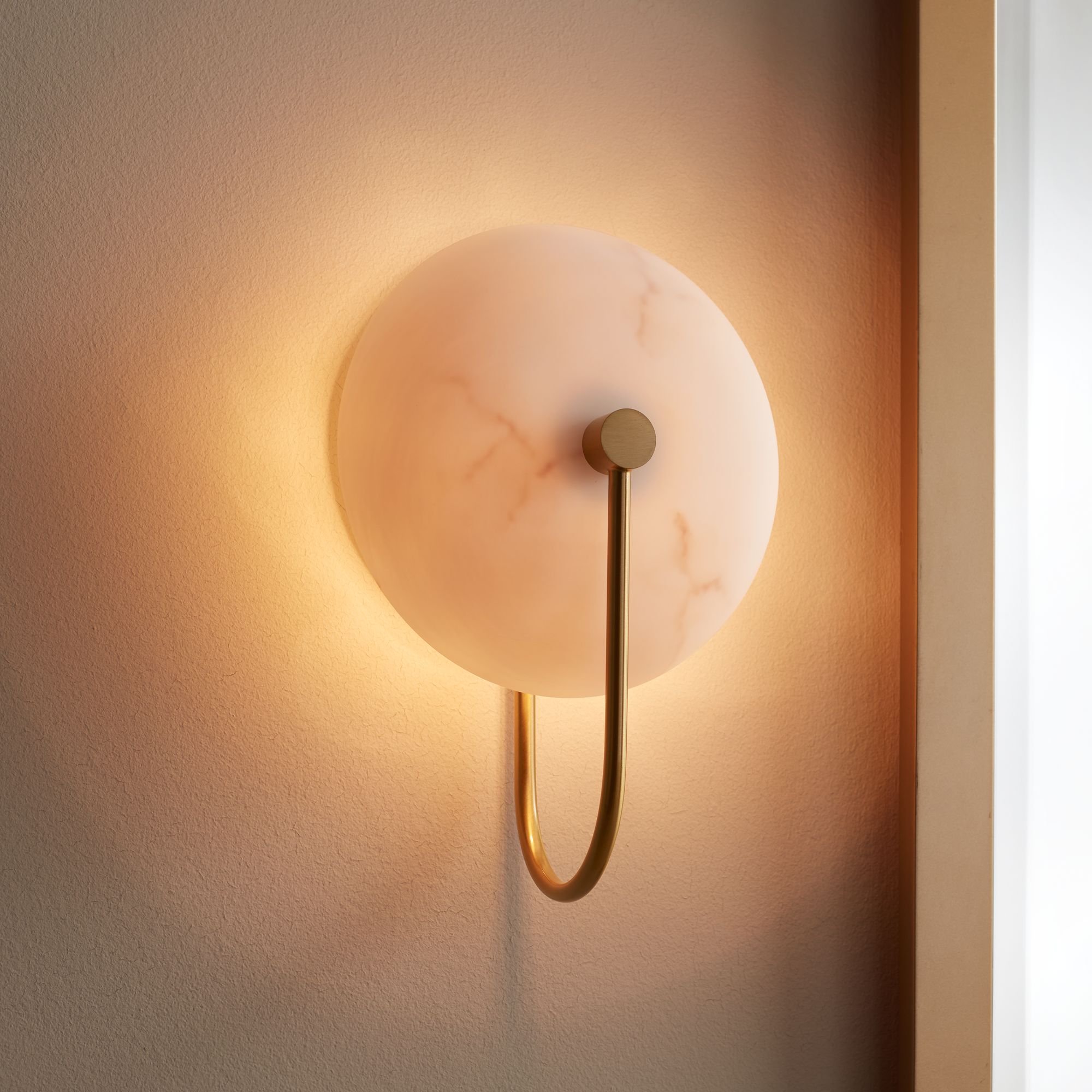 Watch A Video About the Possini Euro Tarquin Brass and Alabaster LED Wall Sconce