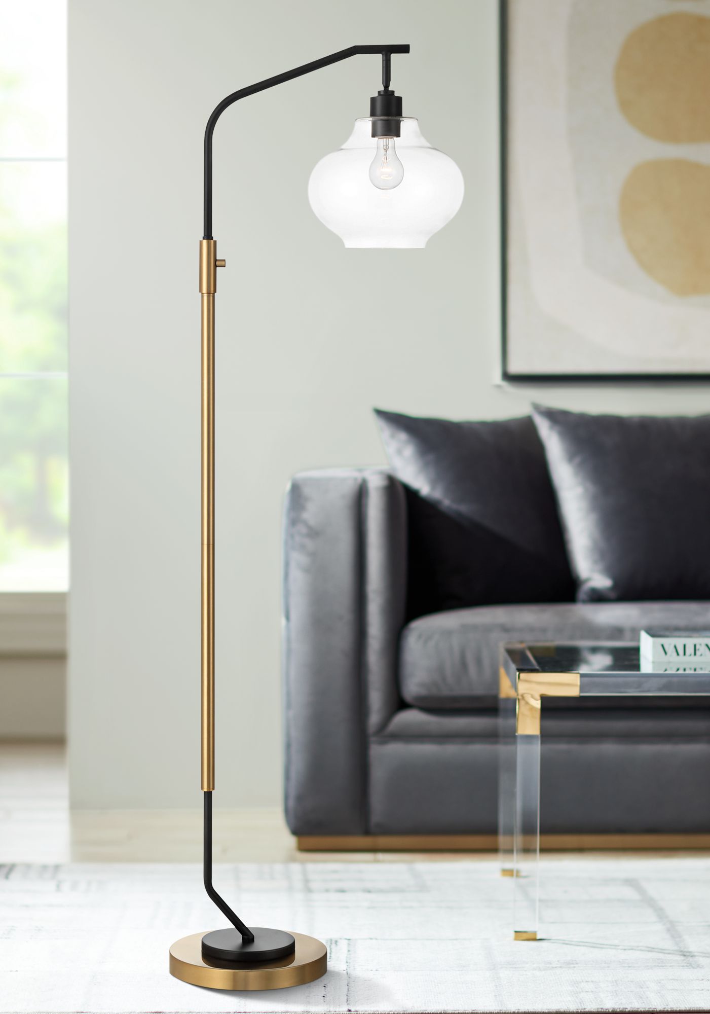 Madrot glass deals globe floor lamp