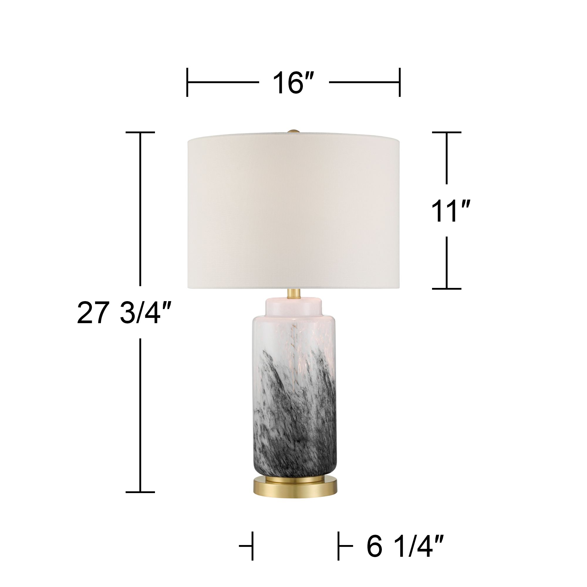 Possini Euro Tatiana 27 3/4" Black and White Modern Glass Table Lamp