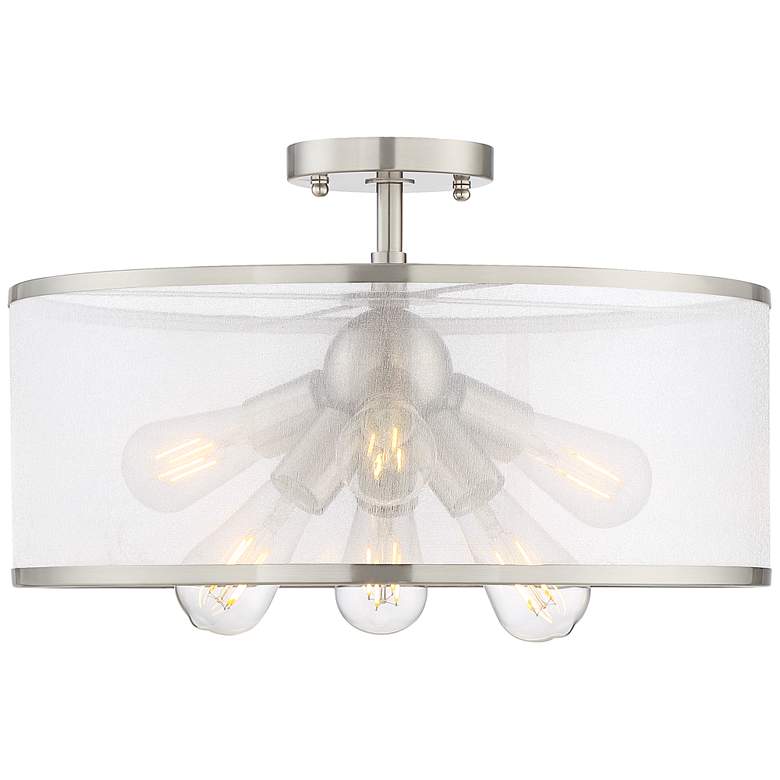 Image 5 Possini Euro Taur 18 inch Wide Brushed Nickel 6-Light LED Ceiling Light more views