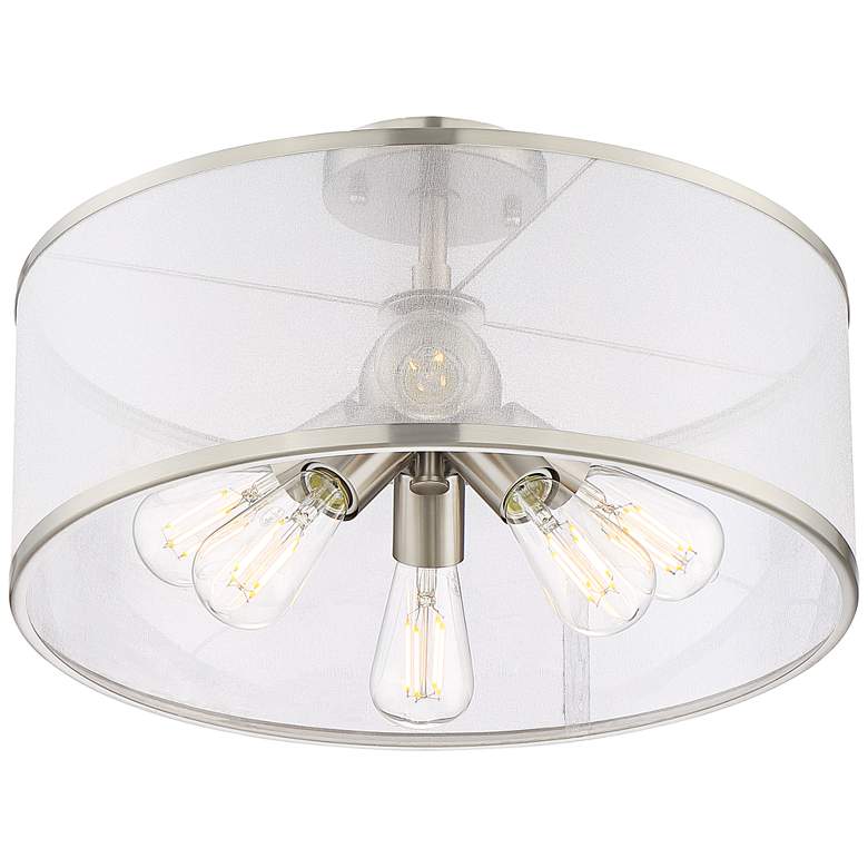 Image 6 Possini Euro Taur 18 inch Wide Brushed Nickel 6-Light LED Ceiling Light more views
