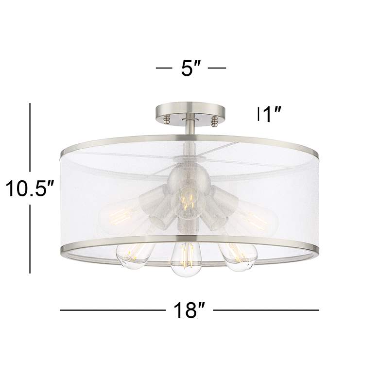 Image 7 Possini Euro Taur 18 inch Wide Brushed Nickel 6-Light LED Ceiling Light more views
