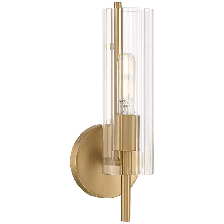 Image 1 Possini Euro Taurus 13 1/2" High Brushed Champagne Wall Sconce