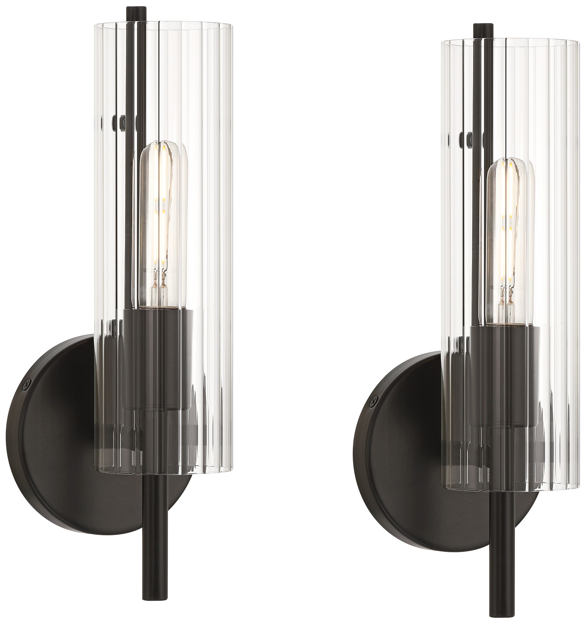 Image 2 Possini Euro Taurus 13 1/2" High Matte Black Wall Sconce Set of 2