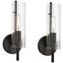 1_Possini Euro Taurus 13 1/2" High Matte Black Wall Sconce Set of 2