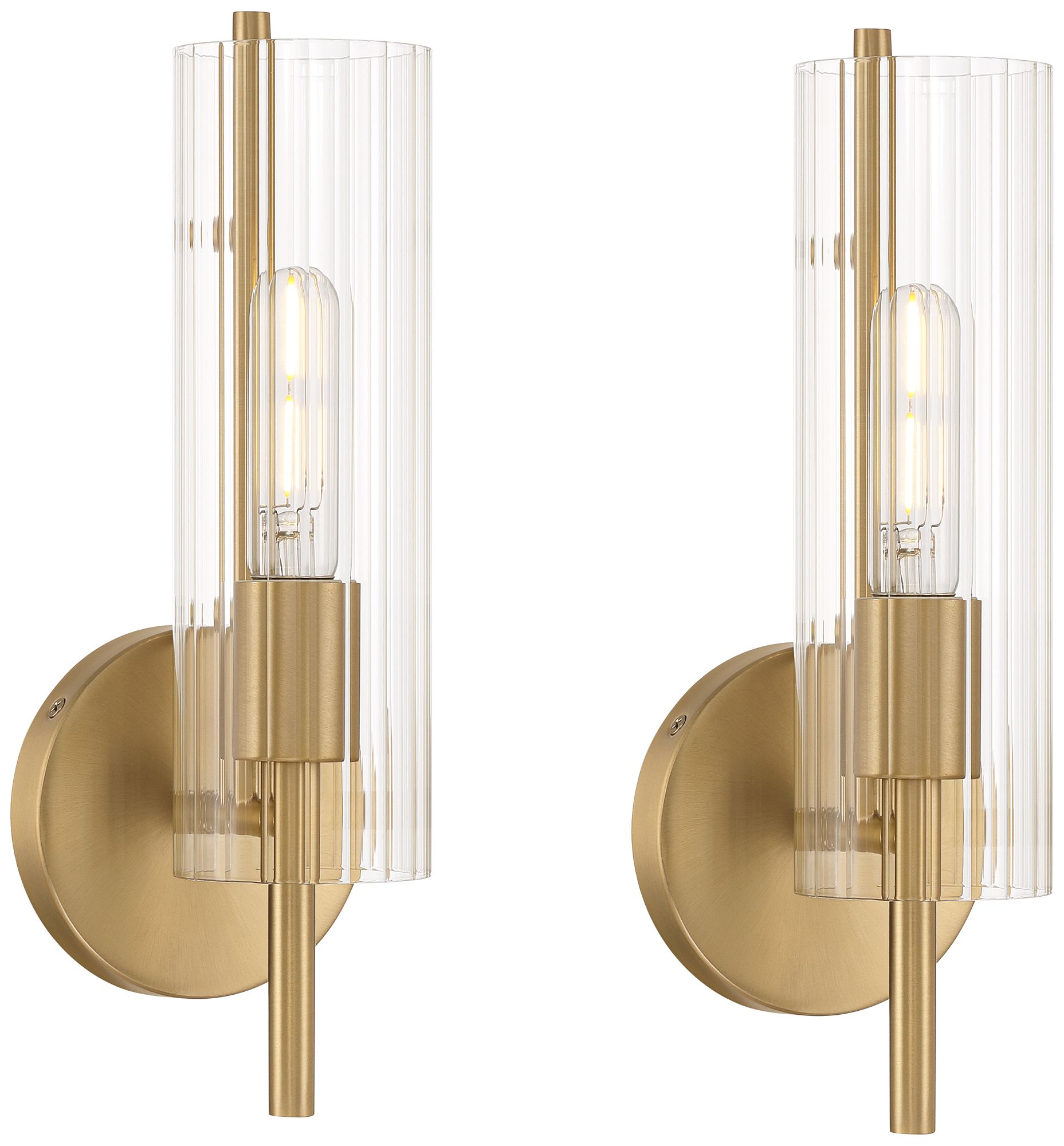 Image 2 Possini Euro Taurus 13 1/2"H Brushed Champagne Wall Sconce Set of 2