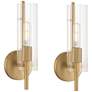 1_Possini Euro Taurus 13 1/2"H Brushed Champagne Wall Sconce Set of 2