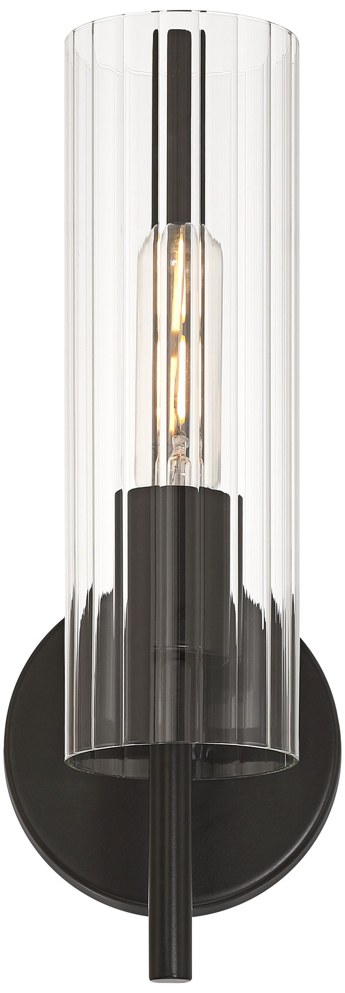 Image 5 Possini Euro Taurus 13 1/2"H Matte and Fluted Glass Black Wall Sconce more views
