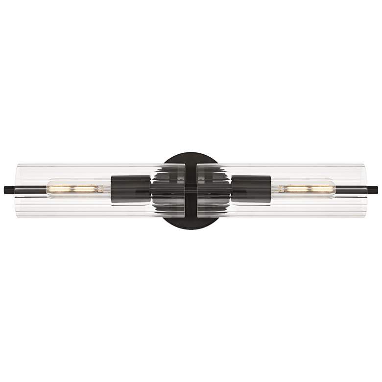 Image 1 Possini Euro Taurus 22" Wide Matte Black 2-Light Bath Light
