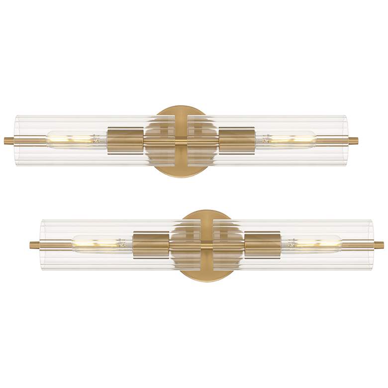 Image 1 Possini Euro Taurus 22"W Brushed Champagne 2-Light Bath Light Set of 2