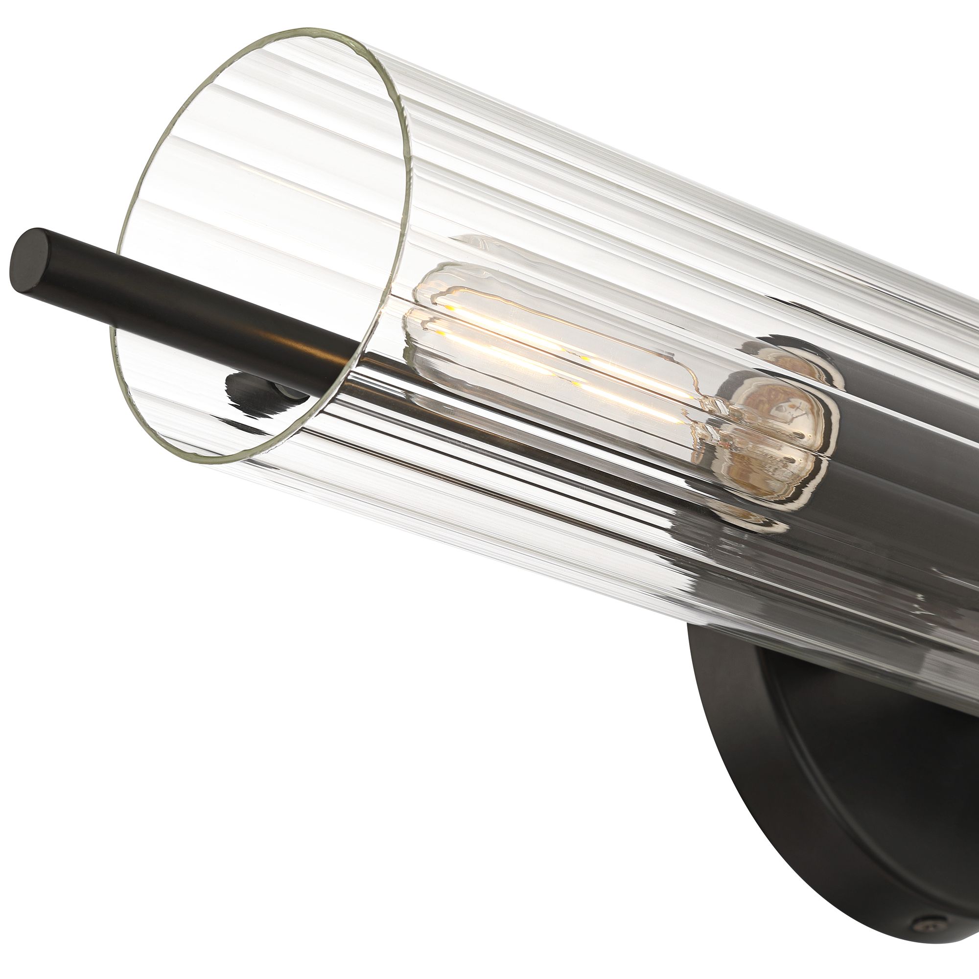 Image 4 Possini Euro Taurus 22"W Matte Black Fluted Glass 2-Light Bath Light more views