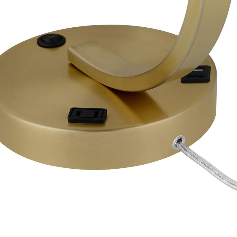 Possini Euro Tavish Warm Gold Desk Lamp with Dual USB ports and Outlet more views