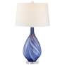 Possini Euro Taylor 29" Blue Art Glass Table Lamp with USB Dimmer