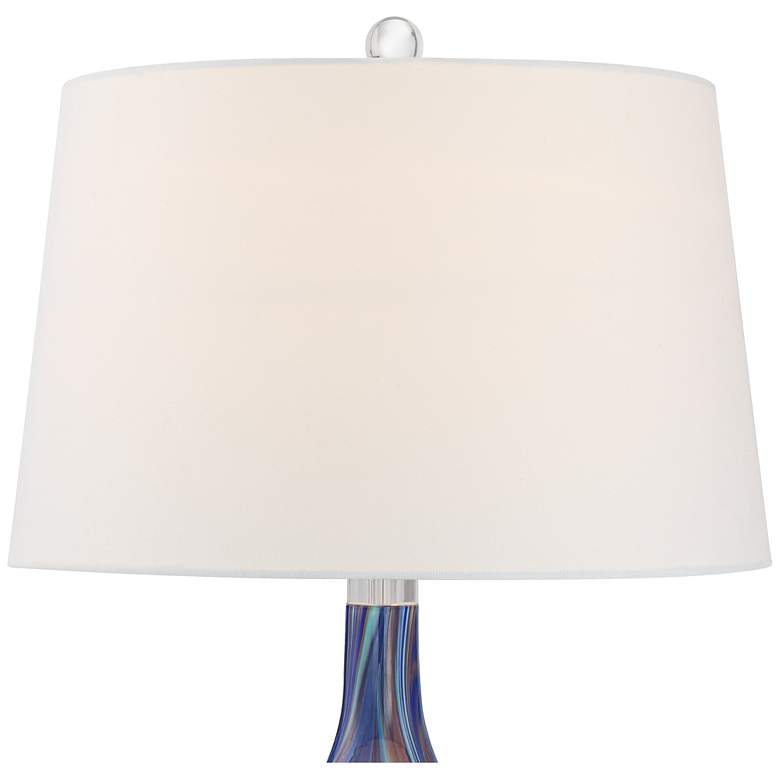 Image 4 Possini Euro Taylor 29 inch Blue Art Glass Table Lamp with USB Dimmer more views