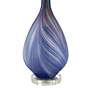 Possini Euro Taylor 29" Blue Art Glass Table Lamp with USB Dimmer