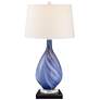 Possini Euro Taylor 29" Blue Table Lamp with Square Black Marble Riser