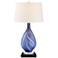 Possini Euro Taylor 29" Blue Table Lamp with Square Black Marble Riser