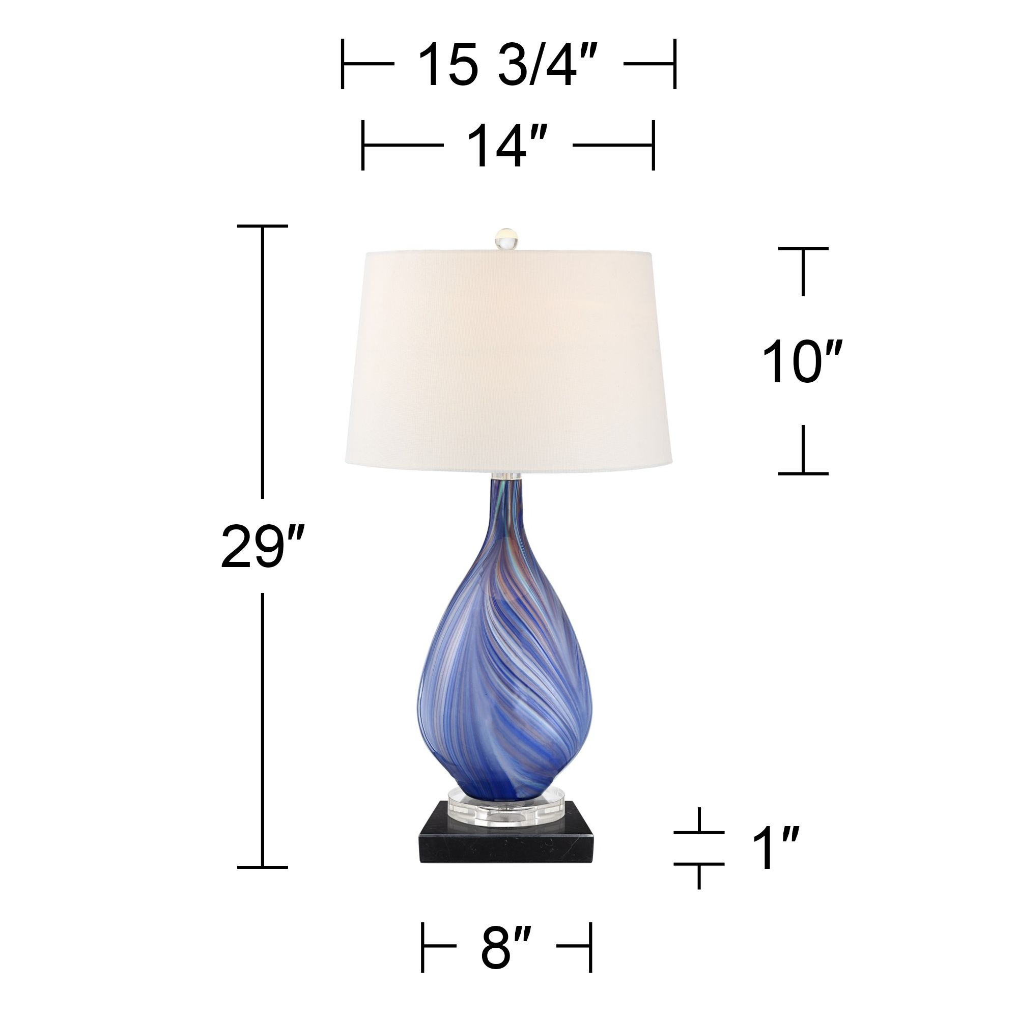 Possini Euro Taylor 29" Blue Table Lamp with Square Black Marble Riser