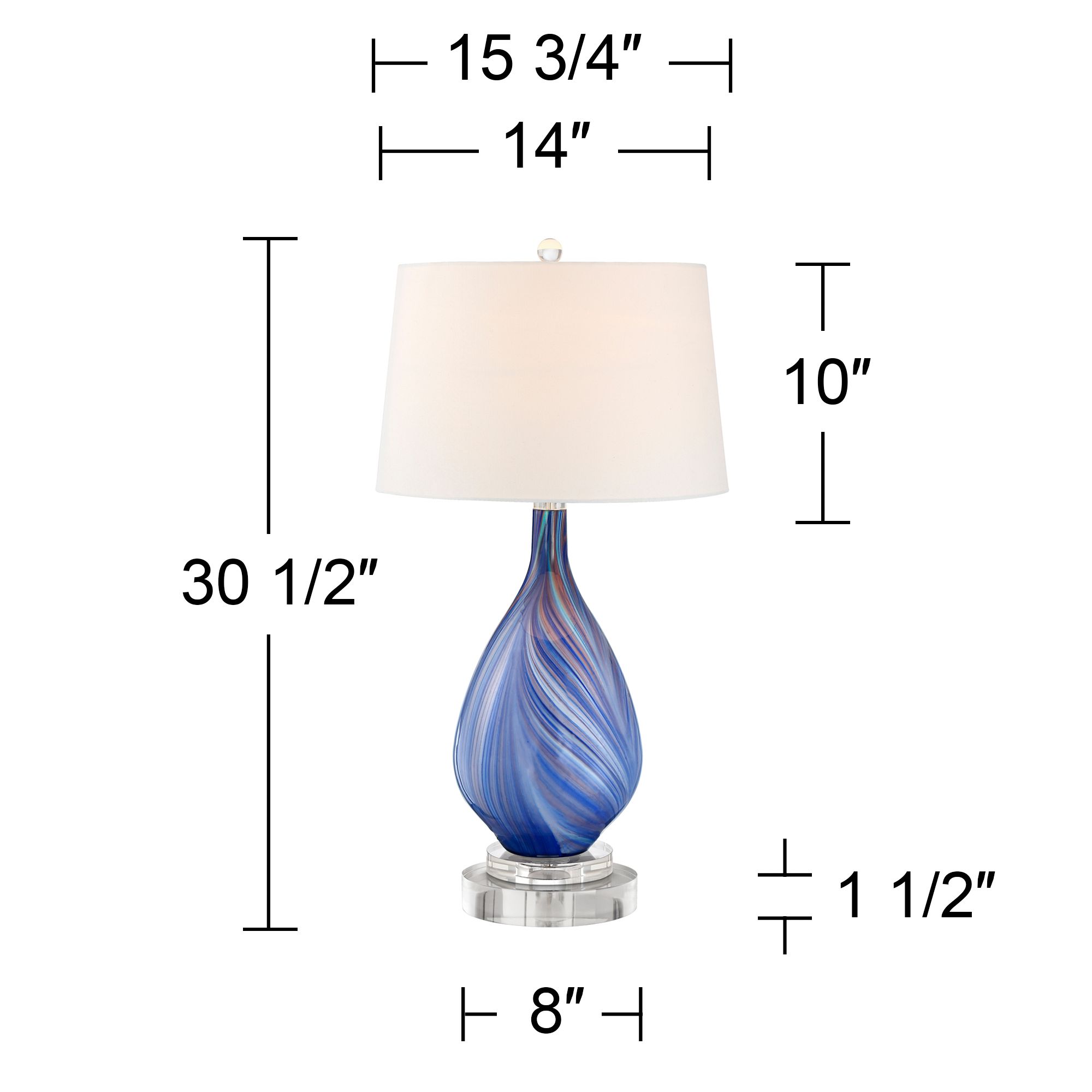 Possini Euro Taylor 30 1/2" Blue Glass Table Lamp with Acrylic Riser
