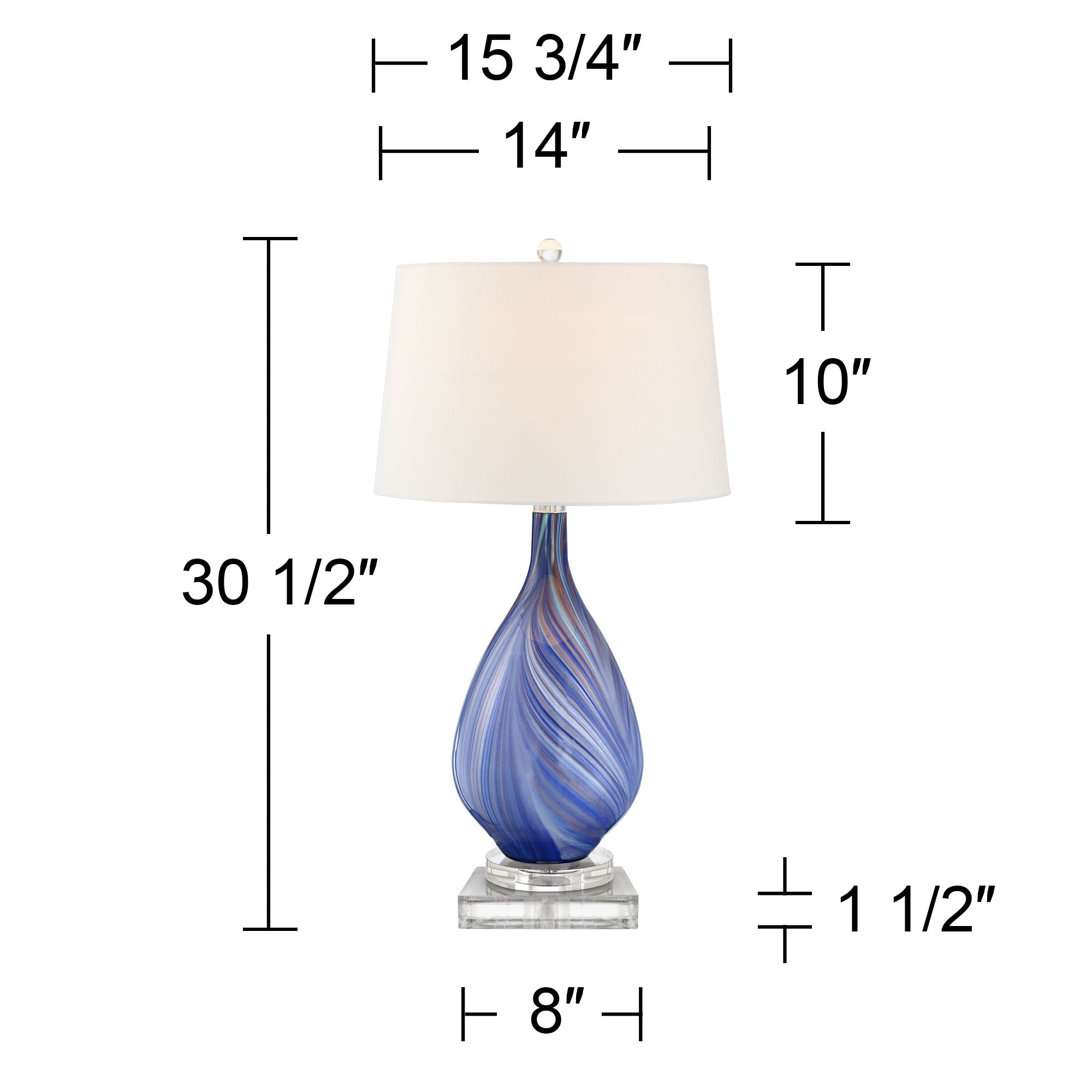 Possini Euro Taylor 30 1/2" Blue Glass Table Lamp with Square Riser