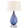 Possini Euro Taylor 30 1/2" Blue Glass Table Lamp with Acrylic Riser