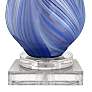Possini Euro Taylor Blue Glass Table Lamp With 8" Wide Square Riser