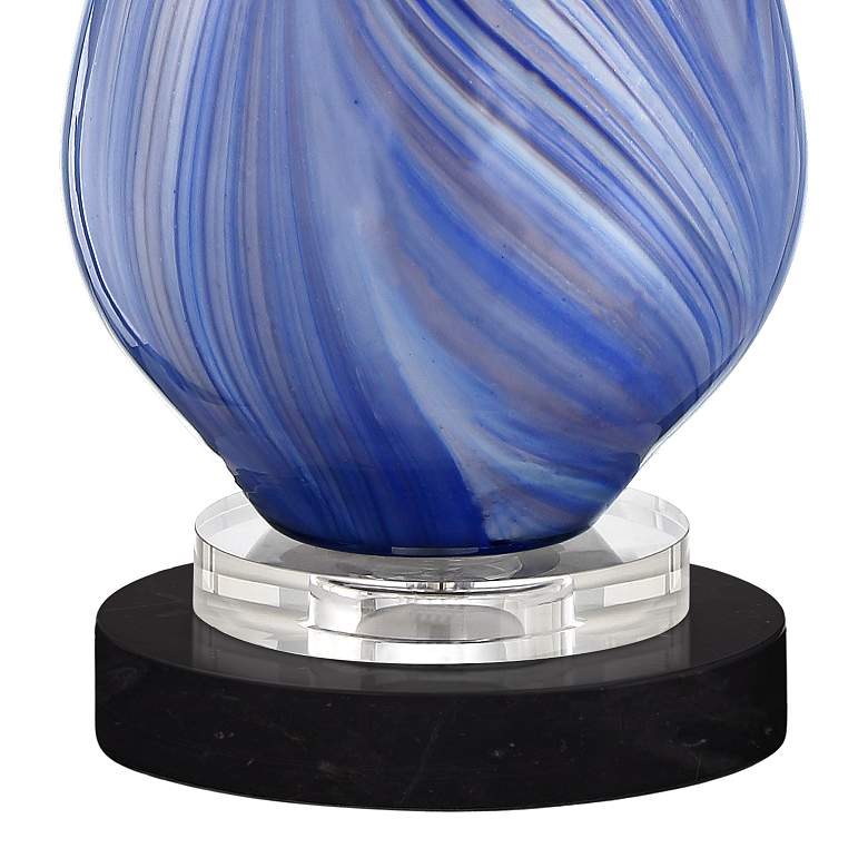 Image 6 Possini Euro Taylor Blue Table Lamp with Round Black Marble Riser more views