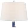 Possini Euro Taylor Blue Table Lamp with Round White Marble Riser