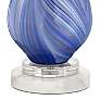 Possini Euro Taylor Blue Table Lamp with Round White Marble Riser