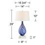 Possini Euro Taylor Blue Table Lamp with Square White Marble Riser
